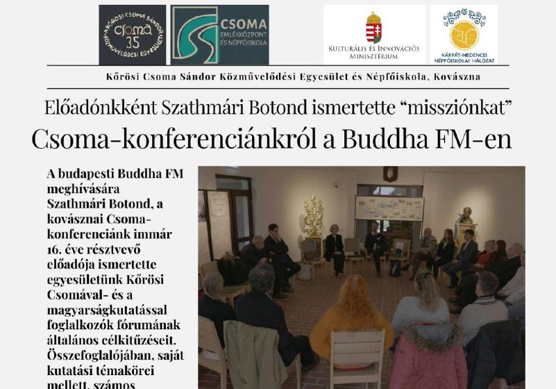 Csoma-konferenciánkról a Buddha FM-en