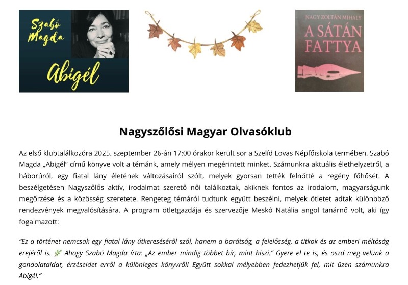 Nagyszőlősi Magyar Olvasóklub