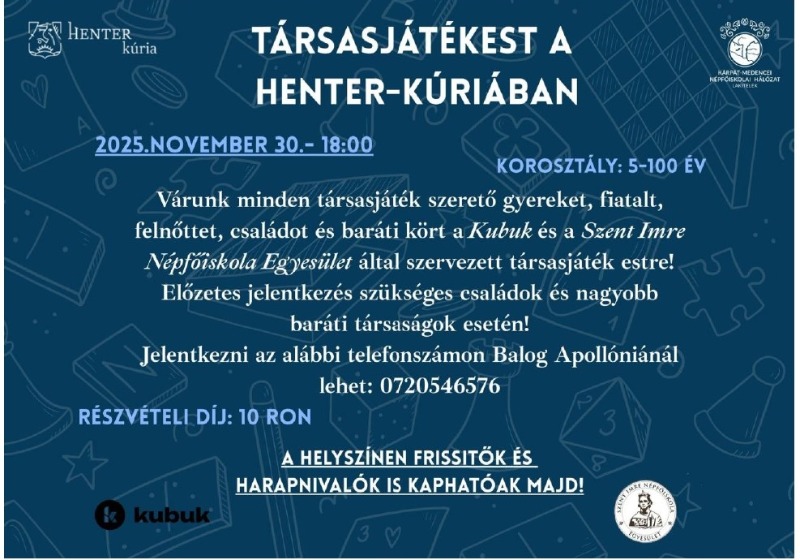 Társasjátékest a Henter-kúriában